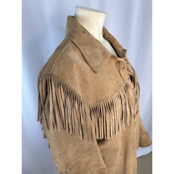 Vintage Mid Western sport tog brown leather fringed shirt made in USA size XL - Picture 7 of 17